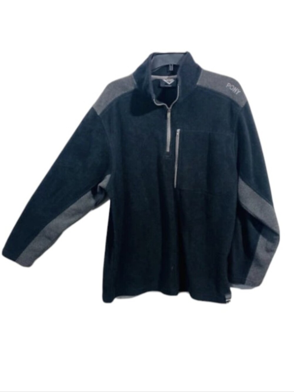 Pony Men's Black & Gray Quarter-Zip Fleece Pullover